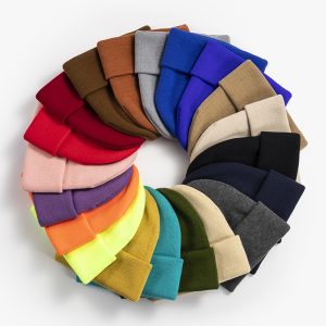 solid color knitted yarn cap