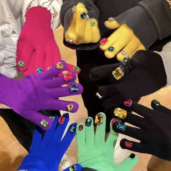colored diamond knitted nail riding gloves