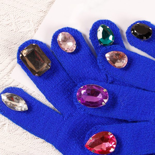 colored diamond knitted nail riding gloves