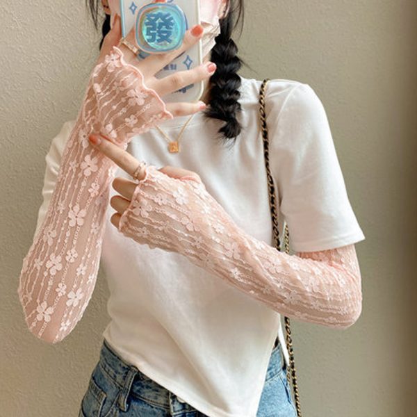 summer new women's lace sunscreen sleeves
