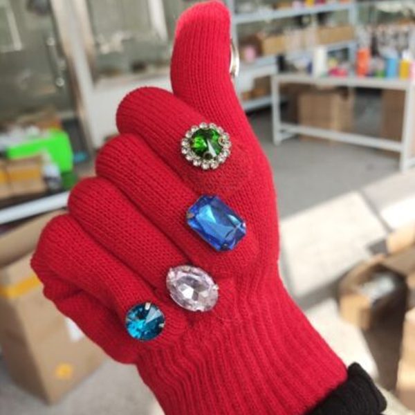 colored diamond knitted nail riding gloves