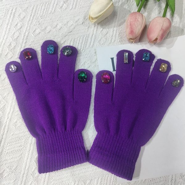 colored diamond knitted nail riding gloves