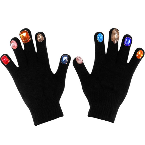 colored diamond knitted nail riding gloves