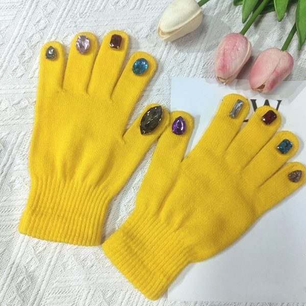 colored diamond knitted nail riding gloves